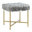 Costway Contemporary Faux-Fur Plush Footrest Stool with Metal Legs in Gray