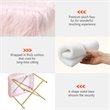 Costway Contemporary Faux-Fur Plush Footrest Stool with Metal Legs in Pink