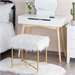 Costway Contemporary Faux-Fur Plush Footrest Stool with Metal Legs in White