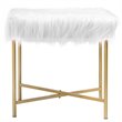 Costway Contemporary Faux-Fur Plush Footrest Stool with Metal Legs in White