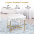 Costway Contemporary Faux-Fur Plush Footrest Stool with Metal Legs in White