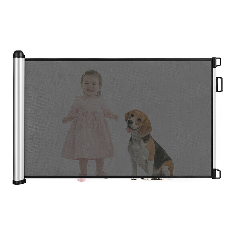 Costway Baby Retractable Mesh Gates with Easy Latch & Flexible Design in Black