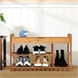Costway 3-tier Contemporary Premium Bamboo Shoe Rack in Natural