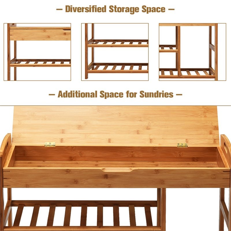 Costway 3-tier Contemporary Premium Bamboo Shoe Rack in Natural