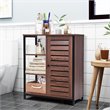 Costway PB and Metal Bathroom Storage Cabinet with 3 Shelves in Rustic Brown