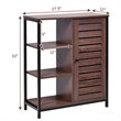 Costway PB and Metal Bathroom Storage Cabinet with 3 Shelves in Rustic Brown