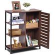 Costway PB and Metal Bathroom Storage Cabinet with 3 Shelves in Rustic Brown