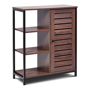 Costway PB and Metal Bathroom Storage Cabinet with 3 Shelves in Rustic Brown