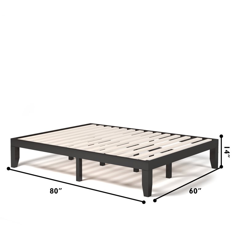Costway Rubber Wood and Poplar Wood Queen Size Bed Frame in Espresso