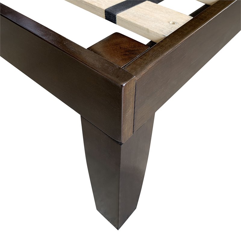 Costway Rubber Wood and Poplar Wood Queen Size Bed Frame in Espresso