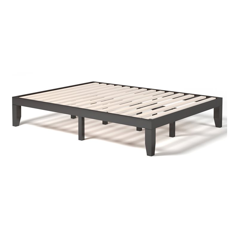 Costway Rubber Wood and Poplar Wood Queen Size Bed Frame in Espresso