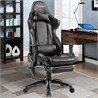 Costway PU and Iron Adjustable Massage Gaming Chair with Headrest in Black