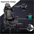Costway PU and Iron Adjustable Massage Gaming Chair with Headrest in Black