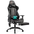 Costway PU and Iron Adjustable Massage Gaming Chair with Headrest in Black