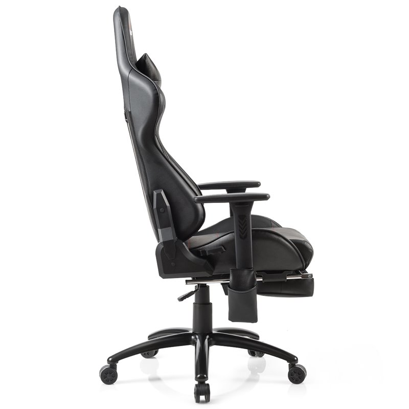 Costway PU and Iron Adjustable Massage Gaming Chair with Headrest in Black