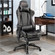 Costway PU and Iron Adjustable Massage Gaming Chair with Headrest in Gray