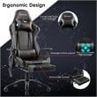 Costway PU and Iron Adjustable Massage Gaming Chair with Headrest in Gray
