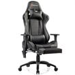 Costway PU and Iron Adjustable Massage Gaming Chair with Headrest in Gray
