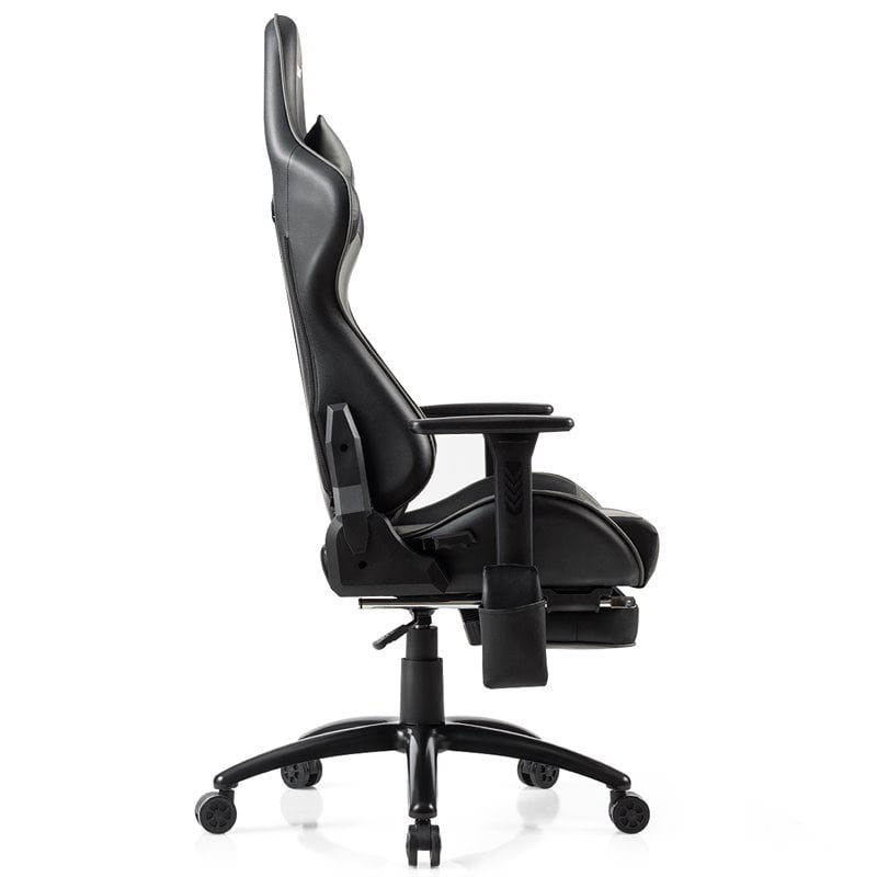 Costway PU and Iron Adjustable Massage Gaming Chair with Headrest in Gray