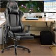 Costway PU and Iron Adjustable Massage Gaming Chair with Headrest in Gray