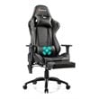 Costway PU and Iron Adjustable Massage Gaming Chair with Headrest in Gray