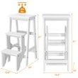 Costway 3-tier Contemporary Rubber Wood Portable Folding Step Stool in White