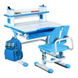 Costway MDF and Steel Adjustable Height Children's Desk Chair Set in Blue