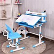 Costway MDF and Steel Adjustable Height Children's Desk Chair Set in Blue