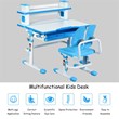 Costway MDF and Steel Adjustable Height Children's Desk Chair Set in Blue