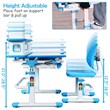 Costway MDF and Steel Adjustable Height Children's Desk Chair Set in Blue
