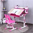 Costway MDF and Steel Adjustable Height Children's Desk Chair Set in Pink