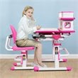 Costway MDF and Steel Adjustable Height Children's Desk Chair Set in Pink