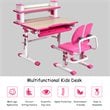Costway MDF and Steel Adjustable Height Children's Desk Chair Set in Pink