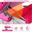 Costway MDF and Steel Adjustable Height Children's Desk Chair Set in Pink