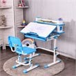 Costway MDF and Steel Adjustable Height Children's Desk Chair Set in Blue Finish