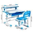 Costway MDF and Steel Adjustable Height Children's Desk Chair Set in Blue Finish
