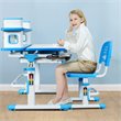 Costway MDF and Steel Adjustable Height Children's Desk Chair Set in Blue Finish