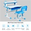 Costway MDF and Steel Adjustable Height Children's Desk Chair Set in Blue Finish