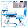 Costway MDF and Steel Adjustable Height Children's Desk Chair Set in Blue Finish