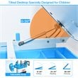 Costway MDF and Steel Adjustable Height Children's Desk Chair Set in Blue Finish