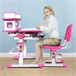 Costway MDF and Steel Adjustable Height Children's Desk Chair Set in Pink Finish