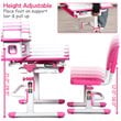 Costway MDF and Steel Adjustable Height Children's Desk Chair Set in Pink Finish