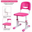 Costway MDF and Steel Adjustable Height Children's Desk Chair Set in Pink Finish