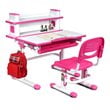 Costway MDF and Steel Adjustable Height Children's Desk Chair Set in Pink Finish