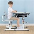 Costway MDF and Iron Adjustable Children Desk Chair Set with Drawer in Gray