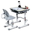Costway MDF and Iron Adjustable Children Desk Chair Set with Drawer in Gray