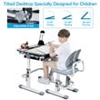 Costway MDF and Iron Adjustable Children Desk Chair Set with Drawer in Gray