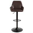 Costway Leather and Iron Retro Adjustable Swivel Bar Stool in Brown