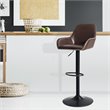 Costway Leather and Iron Retro Adjustable Swivel Bar Stool in Brown