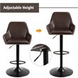 Costway Leather and Iron Retro Adjustable Swivel Bar Stool in Brown
